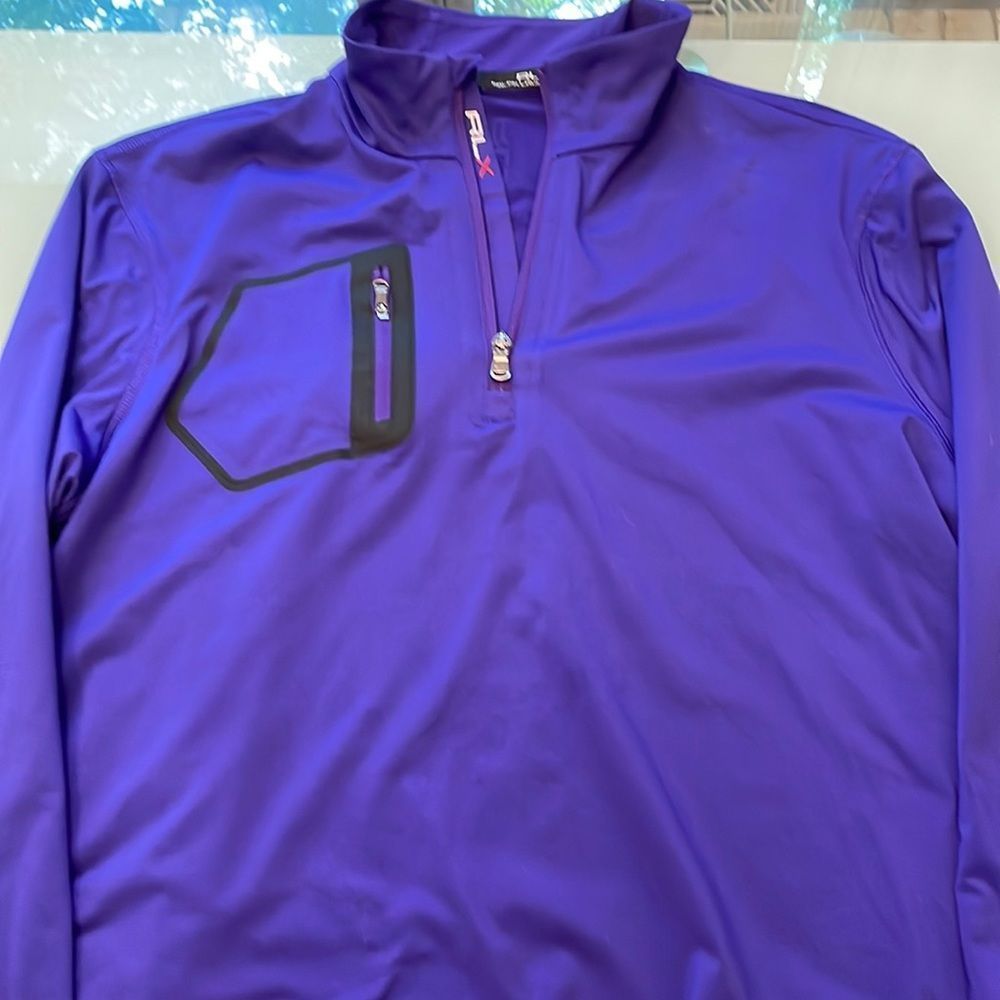 Ralph Lauren RLX sweater/sweatshirt purple zipper upfront zipped pocket large